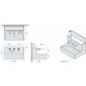 Lavabo Supertris HS en corian comprenant Savon, eau et sèche mains éléctr.