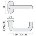 Paire de béquilles U 14 mm sur rosace ovale, inox brossé 316