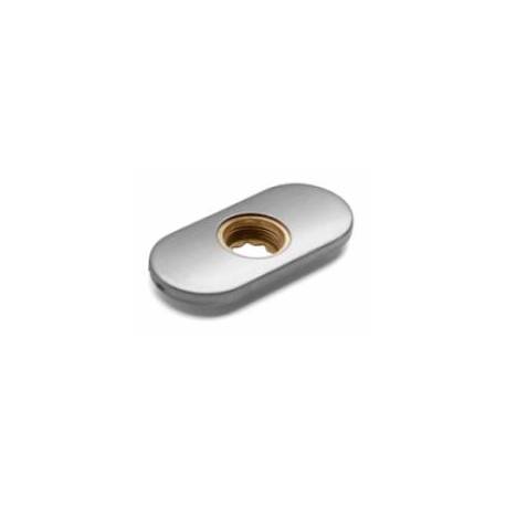 Paire de rosaces ovales, bec de cane 14 mm, entraxe 43 mm, inox brossé 316