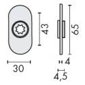 Paire de rosaces ovales, bec de cane 14 mm, entraxe 43 mm, inox brossé 316