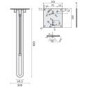 Barre d'appui rabattable, longueur 850 mm, inox brossé 316