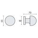 Paire de boutons mobile ROBOT 55mm sur rosace ronde, laiton poli