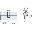 Cylindre européen EXS 3000 2 entrées 31.5x40.5 nickelé mat 3 clés