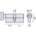 Cylindre européen EXS 4000 à bouton ovale 31.5x41.5 nickelé mat 3 clés