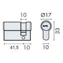 Demi cylindre européen EXS 4000 41.5x10 nickelé mat 3 clés