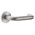 Paire de béquilles U 19 mm sur rosace ronde, inox brossé 304