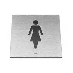 Pictogramme carré à coller 86x86 mm, Femme, inox brossé 316