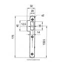 Gâche simple empennage pour serrure EXS aspect inox