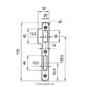 Gâche double empennage pour serrure EXS aspect inox