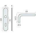 Paire de béquilles sur plaque LOGINOX L 16 mm fonction clé L, inox brossé 304