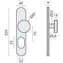 Bouton fixe déporté sur plaque LOGINOX pour cylindre A2P**, inox brossé 304