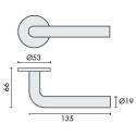 Paire de béquilles L 19 mm sur rosace ronde, inox brossé 304