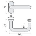 Paire de béquilles U 19 mm sur rosace ovale, inox brossé 304