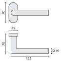 Paire de béquilles L90° 19 mm sur rosace ovale, inox brossé 304