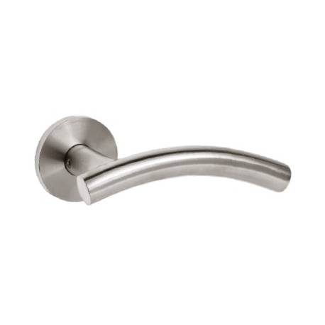 Paire de béquilles V 19 mm sur rosace ronde, inox brossé 304