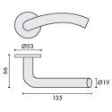 Paire de béquilles V3 19 mm sur rosace ronde, inox brossé 304