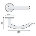 Paire de béquilles C 19 mm sur rosace ronde, inox brossé 304