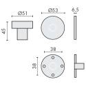 Bouton cylindrique fixe Ø 51 mm, inox brossé 304