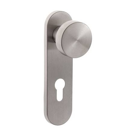 Bouton cylindrique fixe sur plaque fonction clé I, inox brossé 304