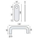 Paire de béquilles sur plaque U 19 mm fonction bec de cane, inox brossé 304