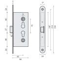 Serrure standard réversible à encastrer pour porte métallique