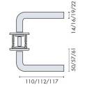 Paire de béquilles L 16 mm sur rosace ronde, inox brossé 316