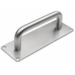 Poignée de tirage sur plaque Ø 14 mm, 175x60 mm, inox brossé 316