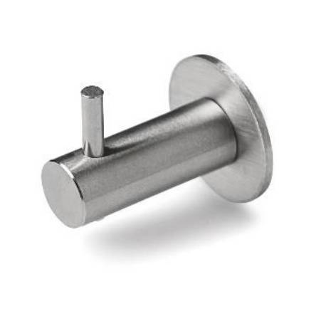 Patère à crochet Ø 14 mm sur rosace, inox brossé 316