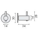 Patère à crochet Ø 14 mm sur rosace, inox brossé 316