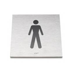 Pictogramme carré à coller 86x86 mm, Homme, inox brossé 316