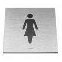 Pictogramme carré à coller 86x86 mm, Femme, inox brossé 316