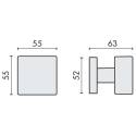 Bouton fixe SQUARE 25 sur rosace carrée, chromé mat