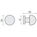 Bouton fixe ROBOT 45, Ø 55 mm sur rosace ronde, chromé mat