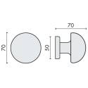 Bouton fixe ROBOT 65, Ø 70 mm sur rosace ronde, chromé mat