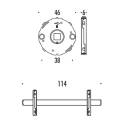 Kit carré 8/7 mm pour vis traversantes,pour rosace Ø 50 mm ép6m/m avec ressort